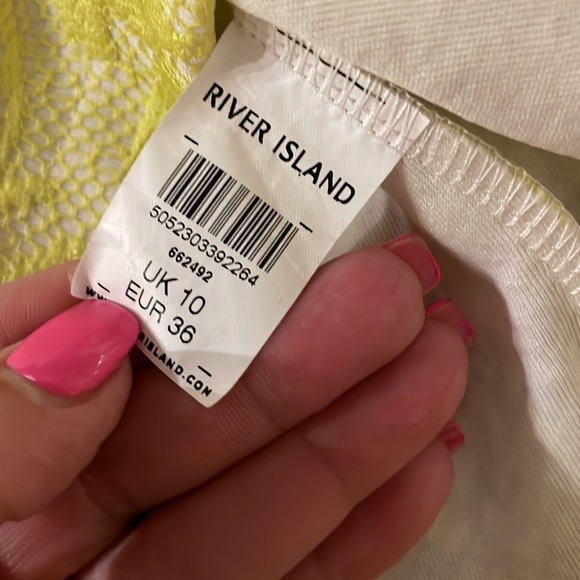 RIVER ISLAND woman’s NEON YELLOW floral LACE shift dress size 36 euro stretch - Picture 9 of 13